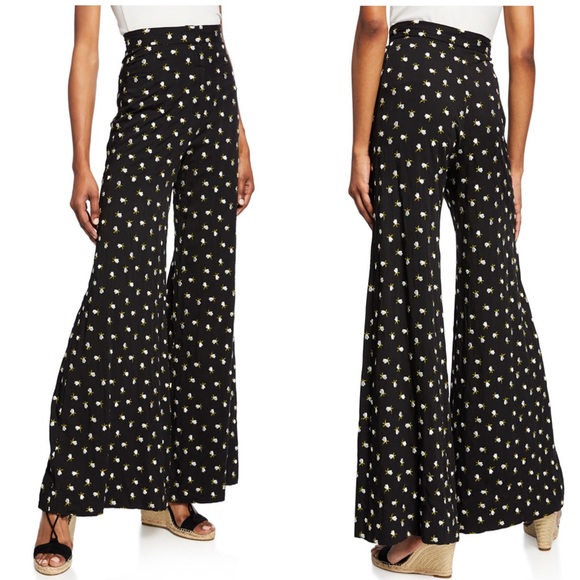 Jill Stuart Pants - Jill Stuart Pant Flare Black Floral Embroider NWT